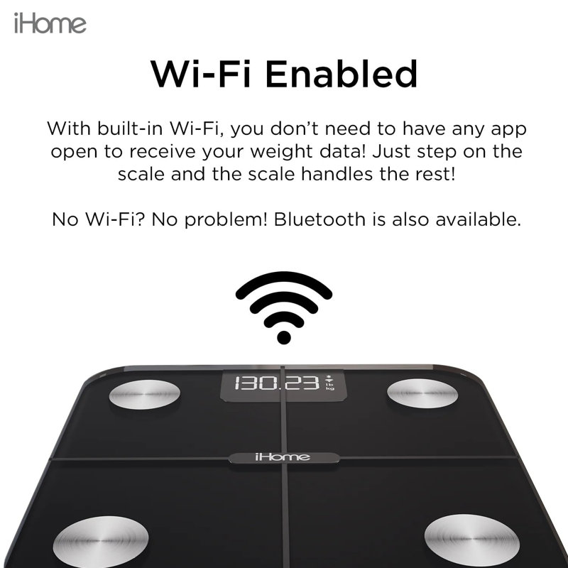 iHome WiFi Smart Scale - Analyseur de composition corporelle, Auto-Sync