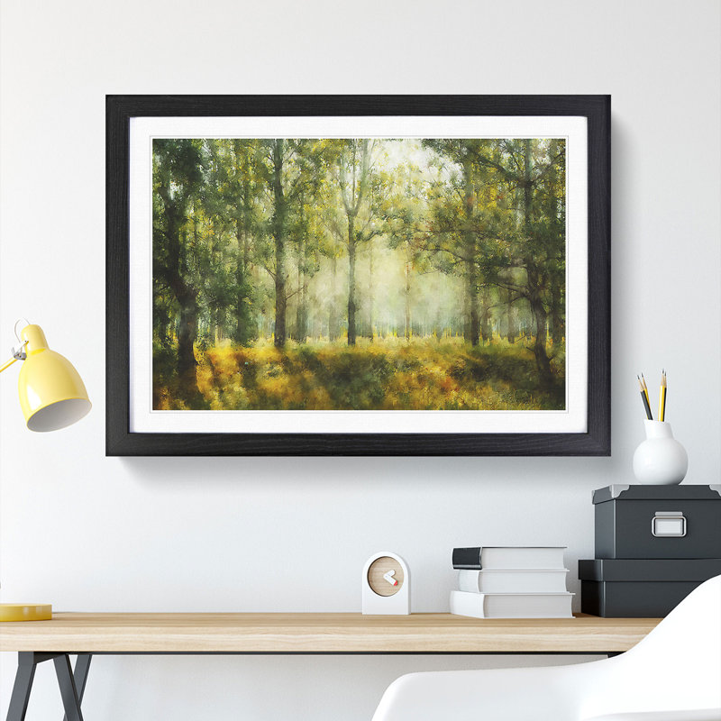 View of the Forest in the Spring - Picture Frame Painting Print, Black Framed, 45cm H x 63cm W x 2cm D