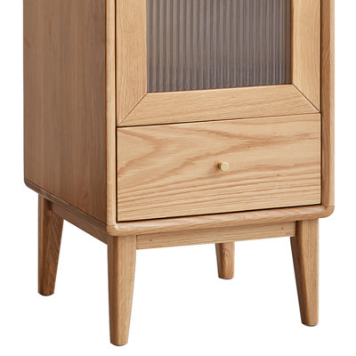 Doneen Modern Style End Table with Storage and Glass Cabinet Doors with Wooden Legs for Bedroom, Living Room by Wildon Home