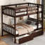 Lit superposé simple en bois d'hévéa simple avec 2 tiroirs, convertible en 2 lits simples, lit superposé simple avec échelle et garde-corps de sécurité-369181102-369181103