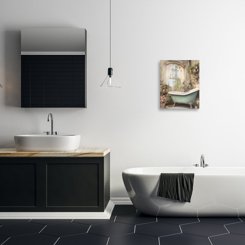 Toile avec tablettes à motif floral, H 20 po x l 16 po