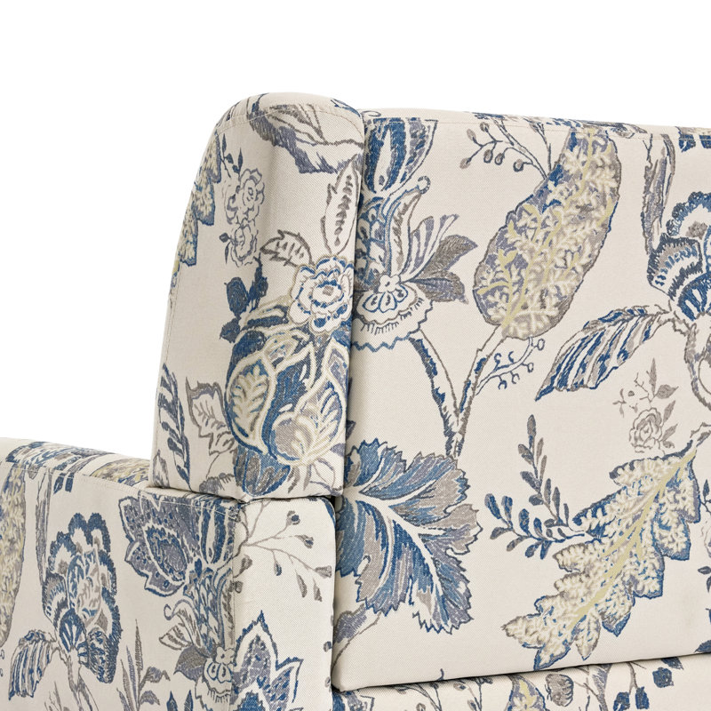 Stephanny Upholstered Armchair, Beige/Green/Blue Leaf Linen Blend