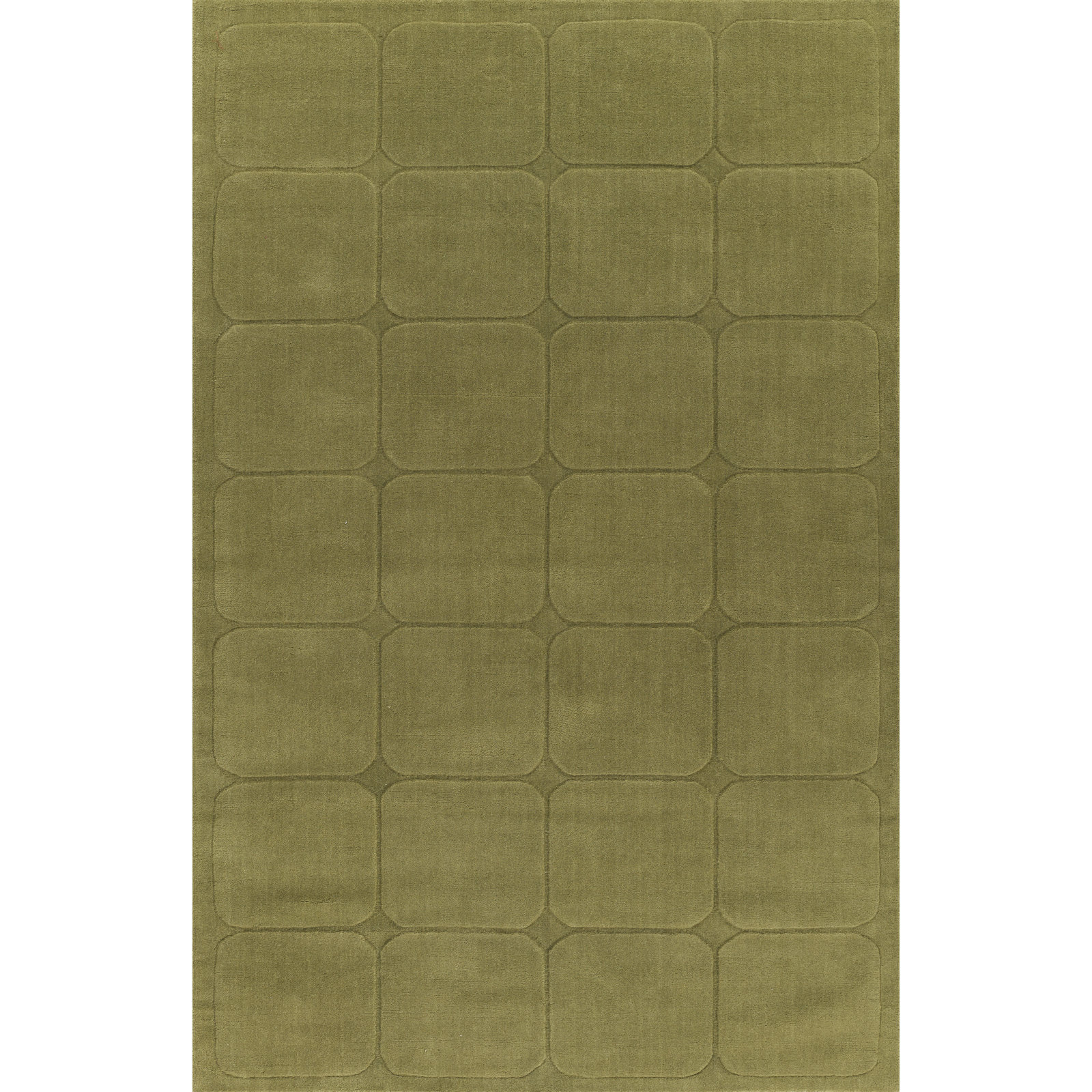 Aldery Green Hand-Loomed Geometric Wool Rug, 6' X 9'