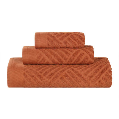 Ensemble de serviettes 3 pièces en coton égyptien doux et texturé Ocilla