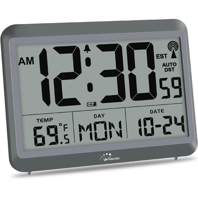 Digital Electric Tabletop Clock with Alarm Gray