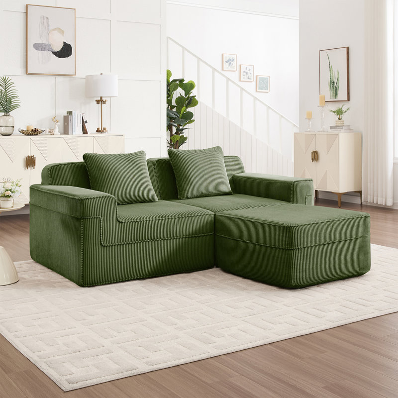 Canapé modulaire en L à 2 places, Vert