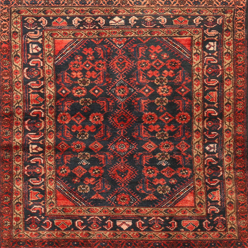 Tapis rouge à motif sud-ouest, Carré 6 pi