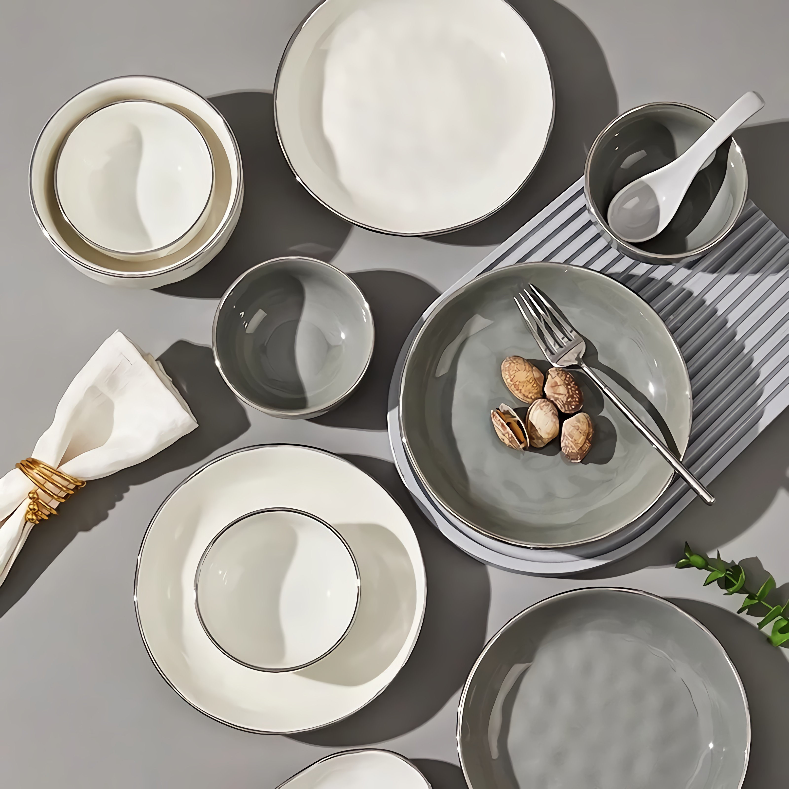 MALACASA, Series Flora, 12-Piece Porcelain Cereal Bowl Dinnerware Set,  Ivory White Dinner Set, 5.75