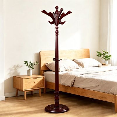 Portemanteau autoportant en bois robuste avec crochets, portemanteau en bois massif pour entrée, salon, chambre à coucher, bureau, style maison de campagne rustique