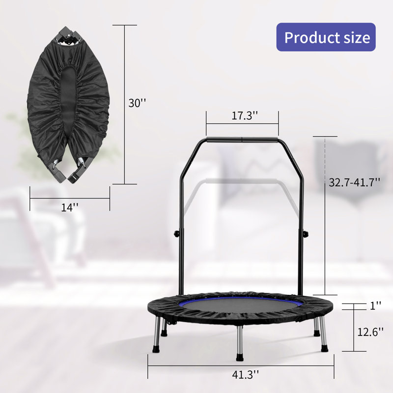 GDY Round Fitness Trampoline with Handlebar, Blue