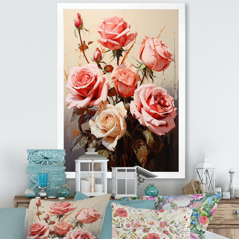 Bouquet de roses ravissantes Brantcairn, Cadre photo blanc, H 20 po x l 12 po x P 1 po