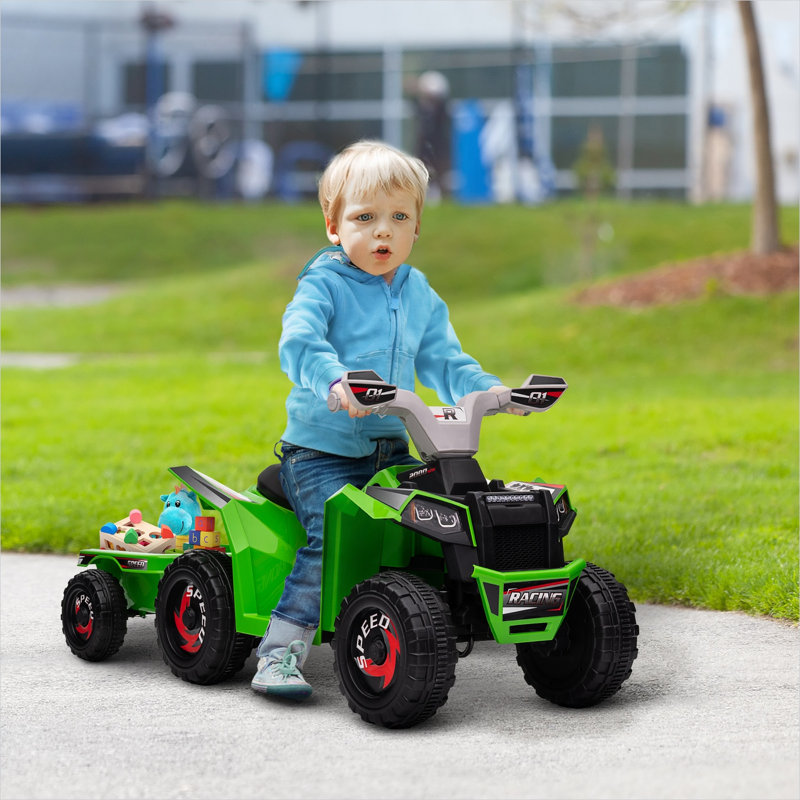 Ride On avec batterie à l'arrière, vert doux, PP et métal, 41,75 L, pour les 18 à 36 mois, capacité de 55 lb