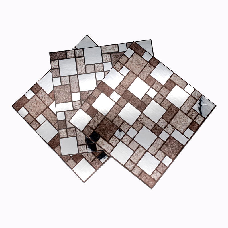 Edilson 15cm W x 15cm L Vinyl Peel and Stick Mosaic Tile, Brown