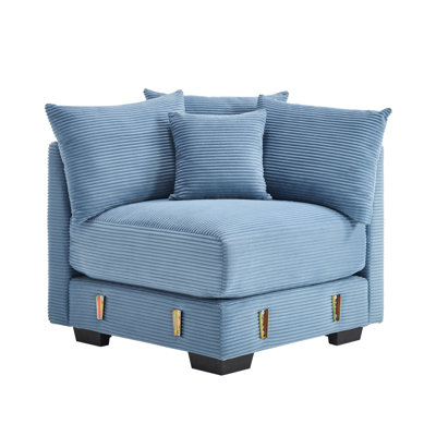 28 Corner Sofa W/Pillows Corduroy -Blue