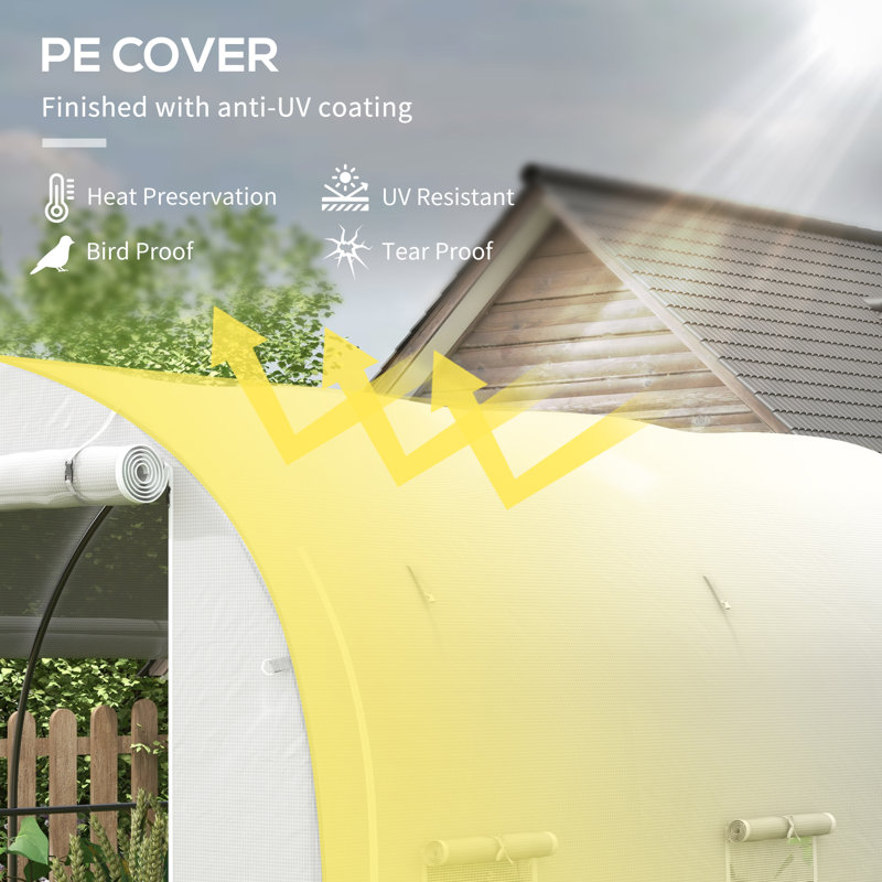 Chariya 3 x 2 m Polytunnel Greenhouse Zipped Door Mesh Windows White