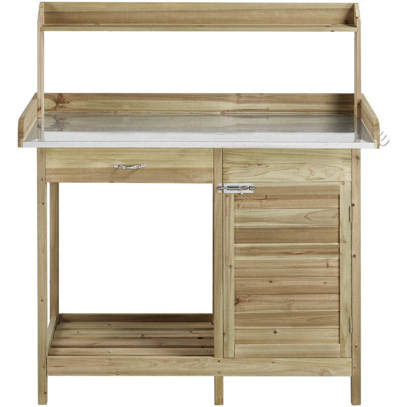 Garden Wood Potting Bench 100% Fir Wood, 	Light Green