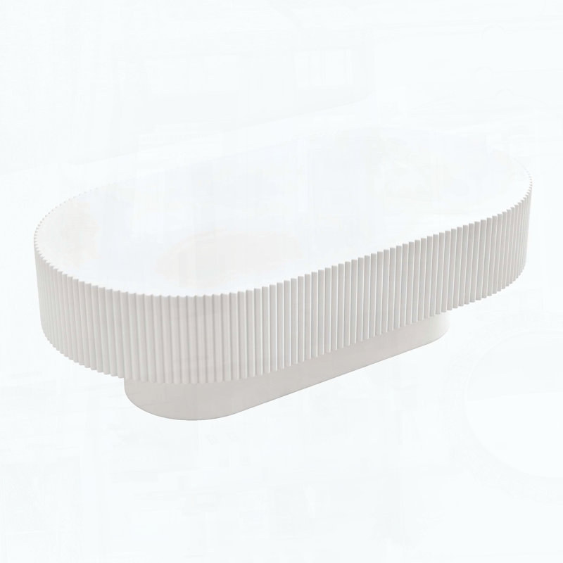 Table basse ovale élégante de 43,3 po, Blanc