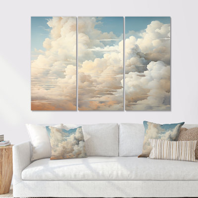 «Beige Minimalisme Clouds II», ensemble d'art mural sur toile