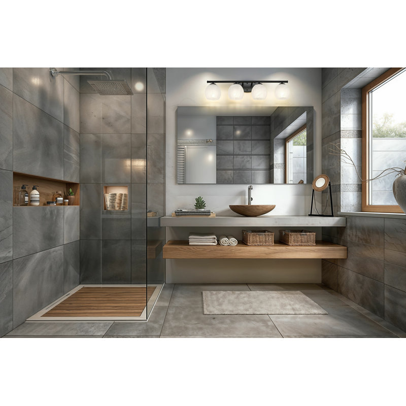 Meuble-lavabo 4 lumières Colette, Noir mat