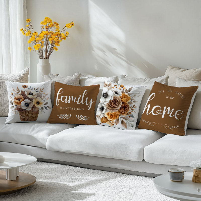 4 Pcs Warm Flowers Pattern Decorative Pillow Covers