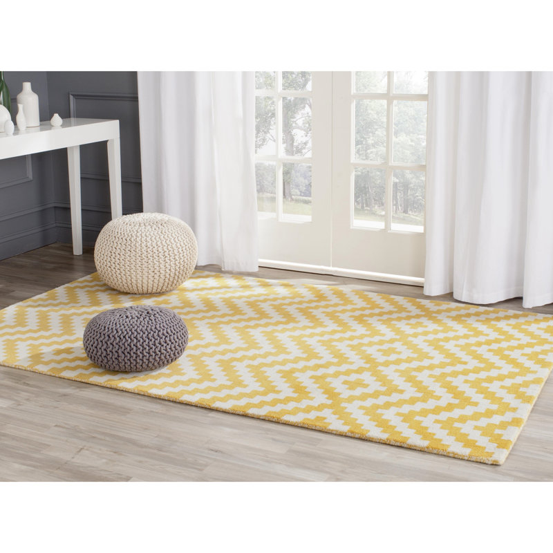 Sanyla Hand Tufted Wool Chevron Rug, Rectangle 4' x 6'