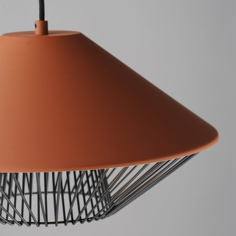 Lorana 1 - Light Caged Pendant, Brick/Black, Brick/Black