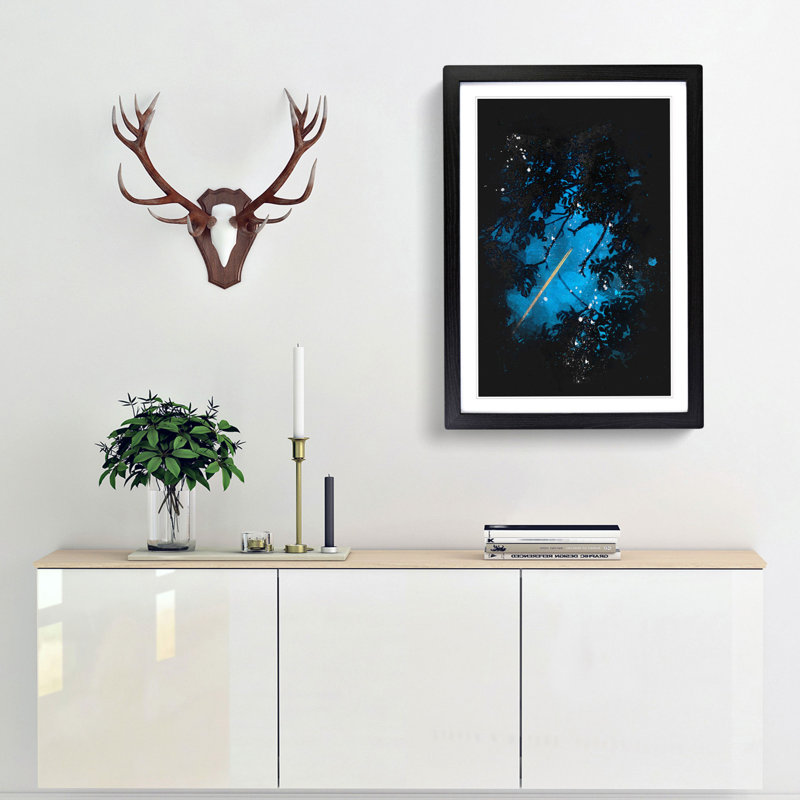 Airplane Through the Trees - Framed Print, 33cm H x 24cm W x 2cm D, Black Framed