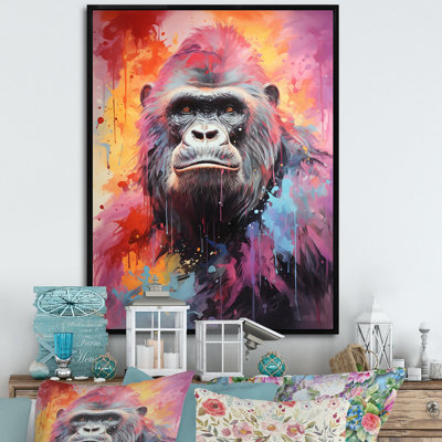 Rose et noir Popart Gorilla - imprimé