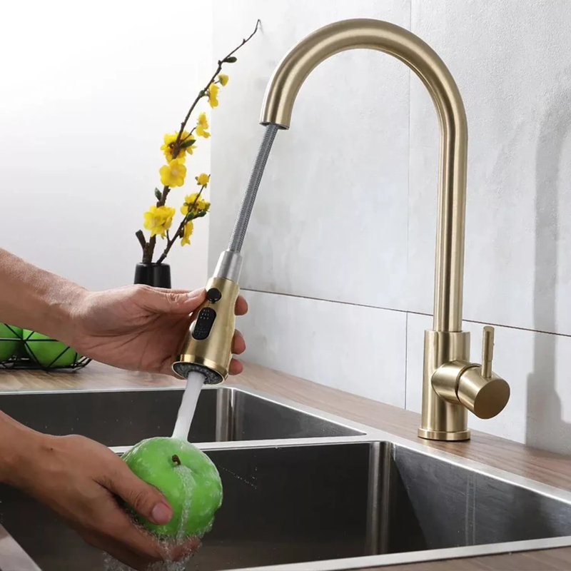 Kitchen Faucets, Kitchen Faucets with Pull Down Sprayer, High Arc Single Handle Stainless Steel Sink Faucets 1 Holes, Kitchen Sink Faucets for Farmhouse Camper Laundry Rv Bar