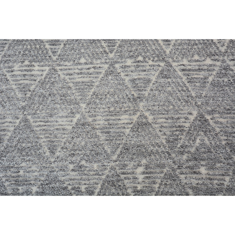 Wool Geometric Area Rug in Gray, Rectangle 8' x 10'