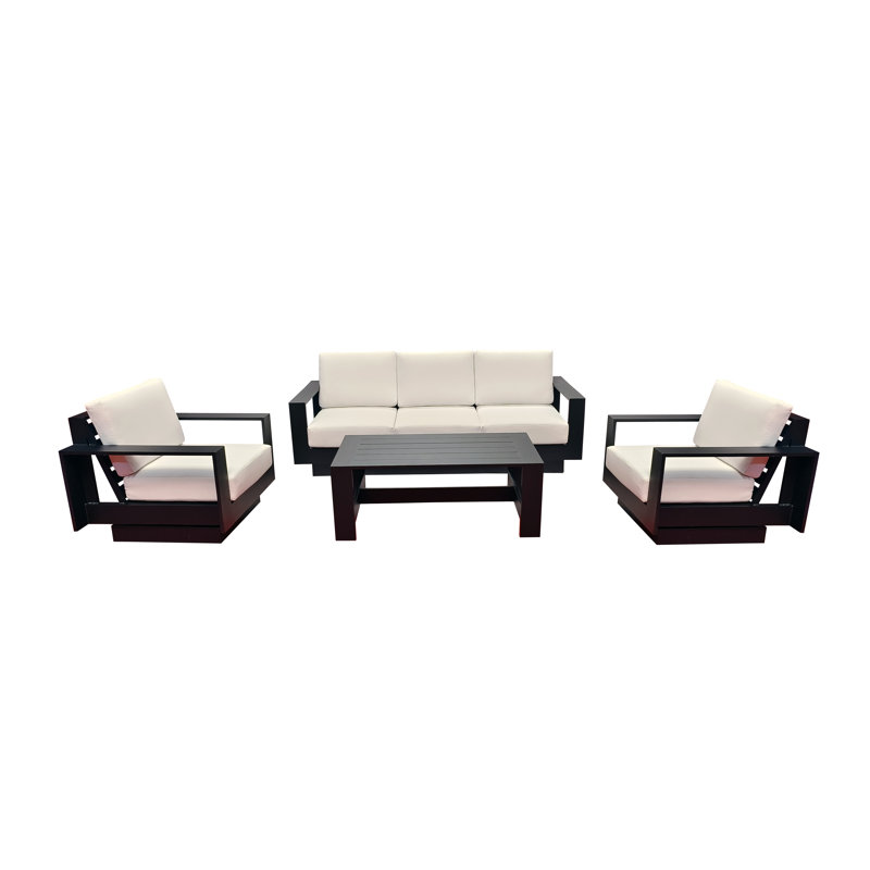 Ensemble de conversation d'extérieur 4 pièces Sterling avec chaises pivotantes et coussins Sunbrella® Sterling