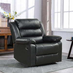 Annettia 36.6'' Wide Modern Super Soft Vegan Leather Manual Recliner