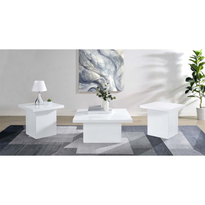 Ensemble de tables basses 3 pièces à surface réfléchissante et au design polyvalent Eldridge