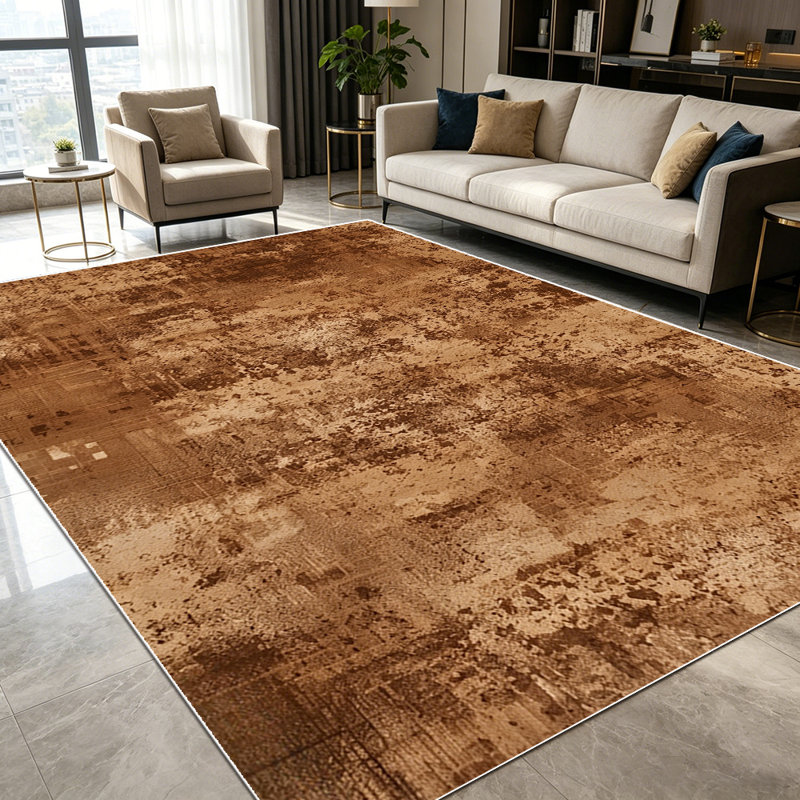 1PC Distressed Brown Vintage Textured Rustic Print area rugs for Living Room, Soft and Comfortable, Suitable for all seasons, easy-to-maintain, machine washable Indoor floor mat, Under Table Farmhouse suitable for dining table, bedroom, entryway,