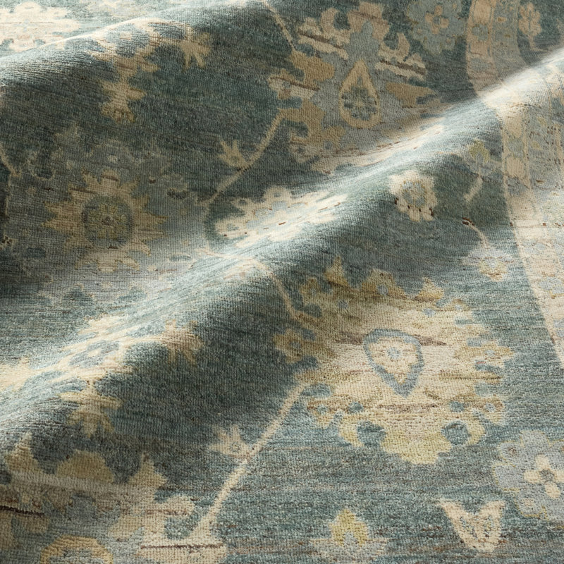 Jaipur Living Kerensa ORN08 Handknotted Floral Blue and Beige Area Rug (8'x11'), Rectangle 6' x 9'