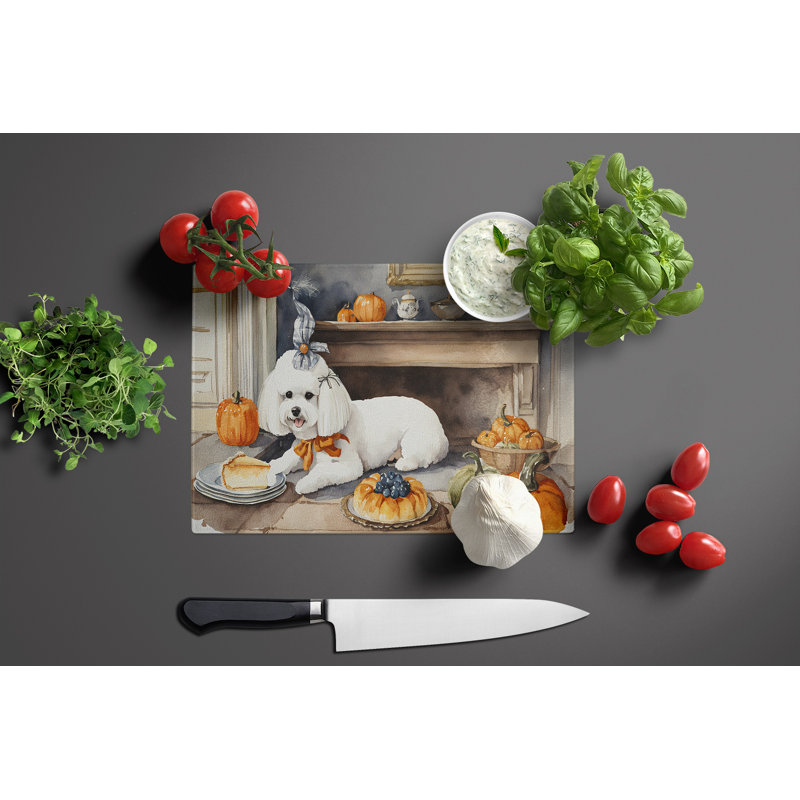 Planche à découper en verre Bichon Frise