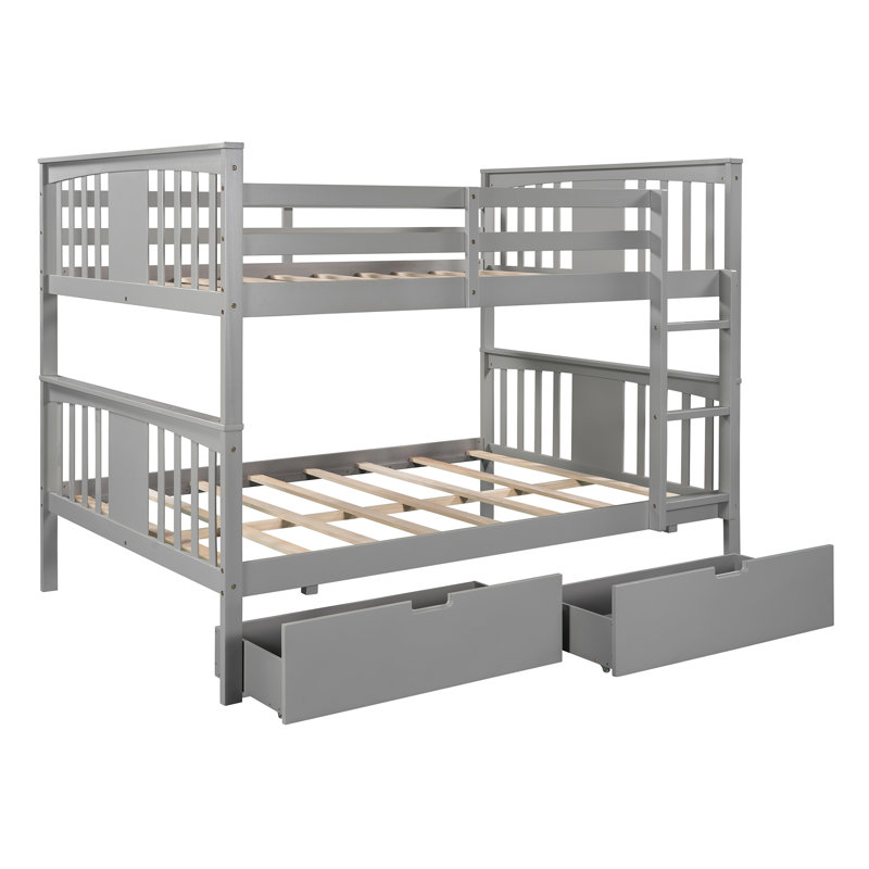 Anjuma Kids Full Over Full Bunk Bed with Drawers, Gray