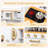 Pretend Play Kitchen Wooden Toy Set for Kids w/Lights & Sounds, Utensils, Oven, Microwave, Gift for Boys Girls Age 3+-116247552