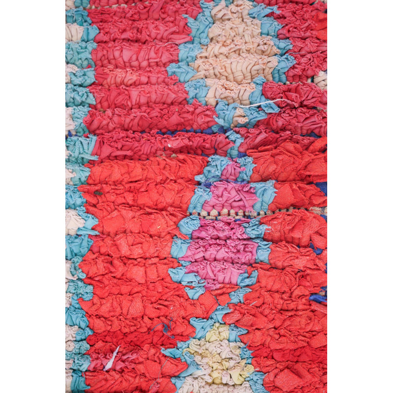 Vintage Moroccan Berber Wool On Wool 4Ft3inx9ft4in Coral