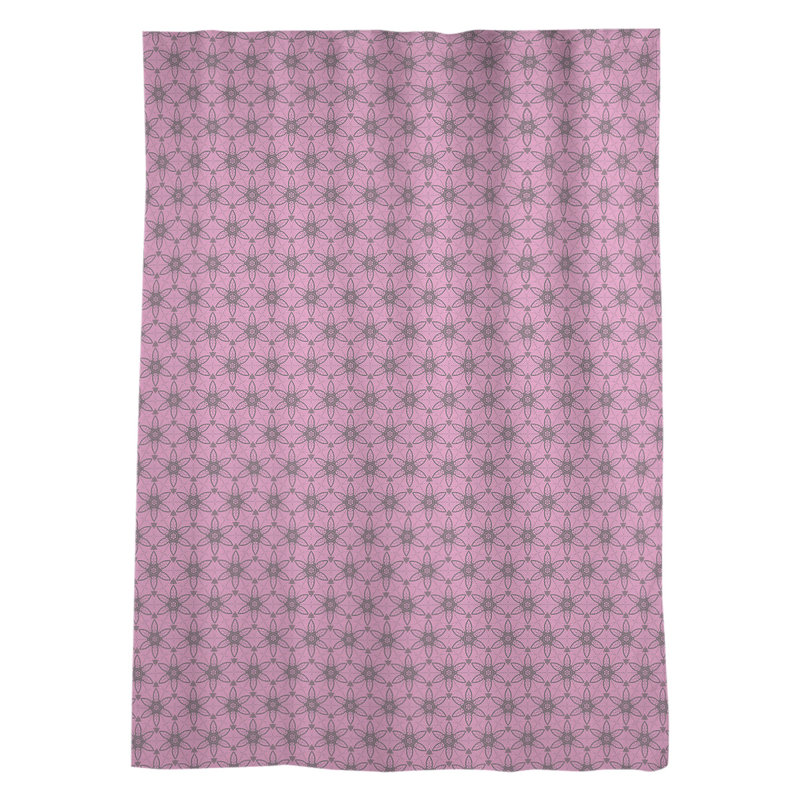 Panneau de rideau simple avec passe-tringle ornée de cercles géométriques Avicia, Rose / noir