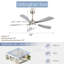 Ventilateur de plafond moderne de 52 pouces avec 5 pales en ABS, moteur réversible et télécommande intelligente, 3 lumières DEL à intensité variable-1199413986-1199413987