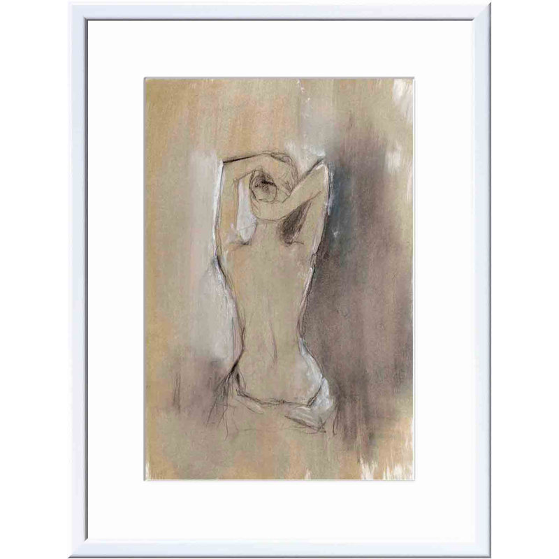 «Contemporary Draped Figure I» par Ethan Harper - peinture encadrée, Blanc, H 12 po x l 12 po