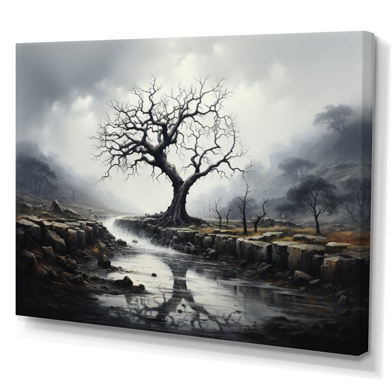 Arbre gris gris mystique sur toile, H 24 po x l 32 po x P 1 po, Toile tendue