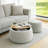 Modern Fabric Storage Stool Set, Includes Round Stool + Storage Stool-1911830235