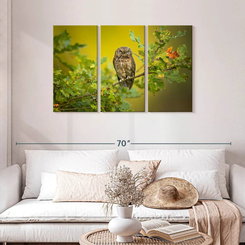 Brampt Owl Perching On Tree, 24" H x 38" W