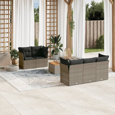 Vidaxl Garden Sofa Set Grey Poly Rattan Medium Modular Garden Sofa Set