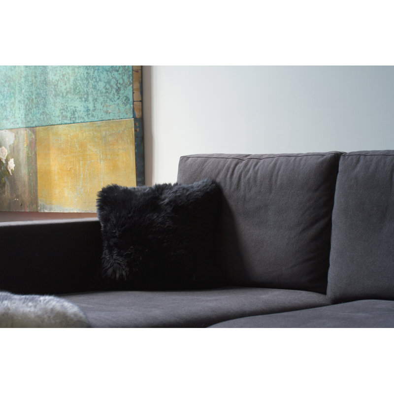 Luxurious New Zealand Sheepskin Square Pillow Set - Black 18"x18"