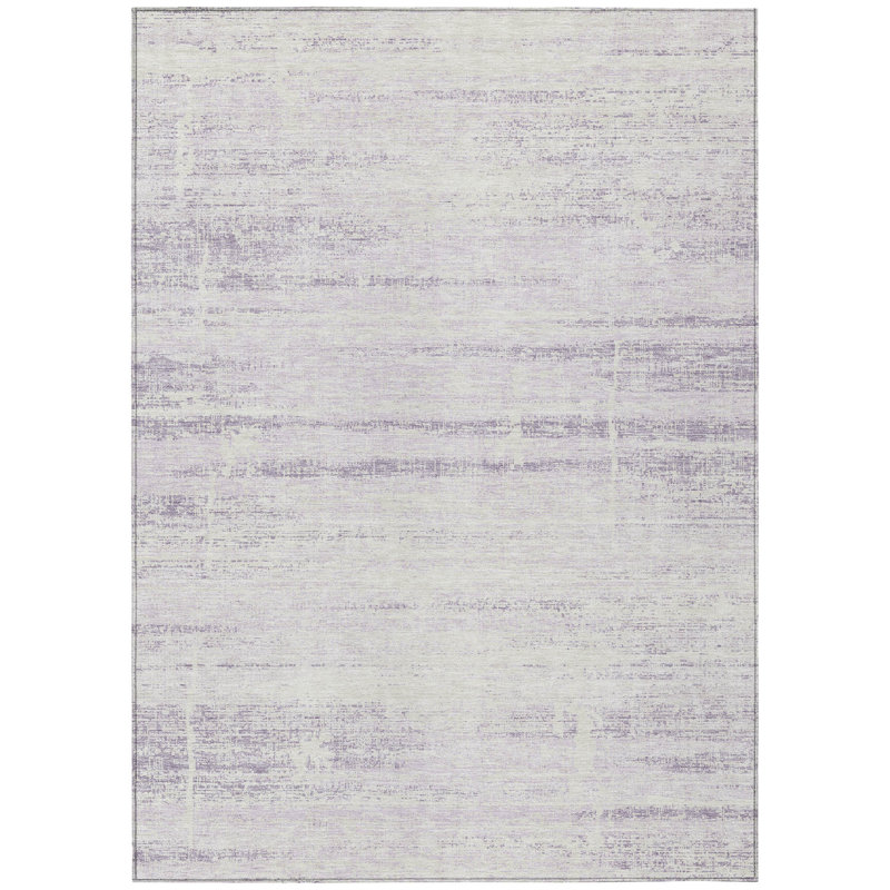 3' X 5' Ivory Abstract Washable Indoor Outdoor Area Rug