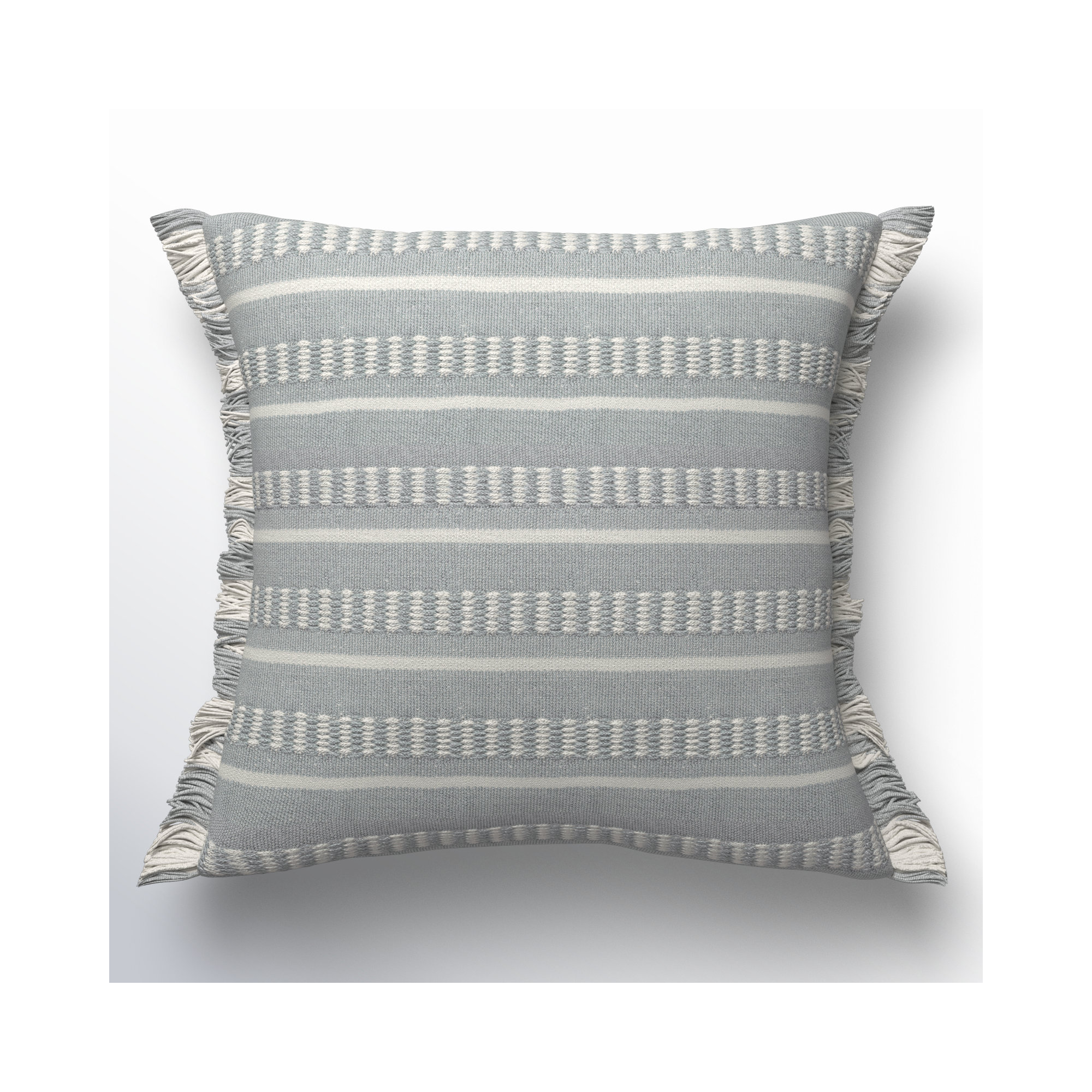 Ava Fringed Indoor/Outdoor Throw Pillow, Gray, Polyester/Polyfill