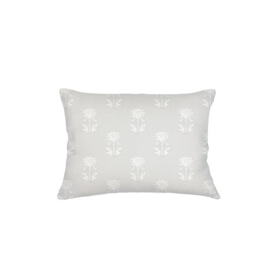 Light Grey Block Print Linen Pillow 14x20 with Down Alternative Insert